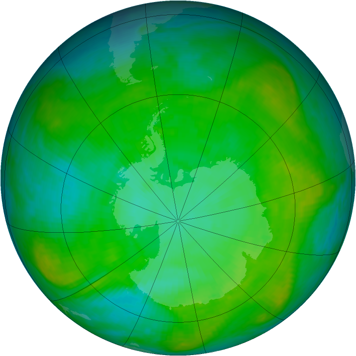 Antarctic ozone map for 02 January 1984